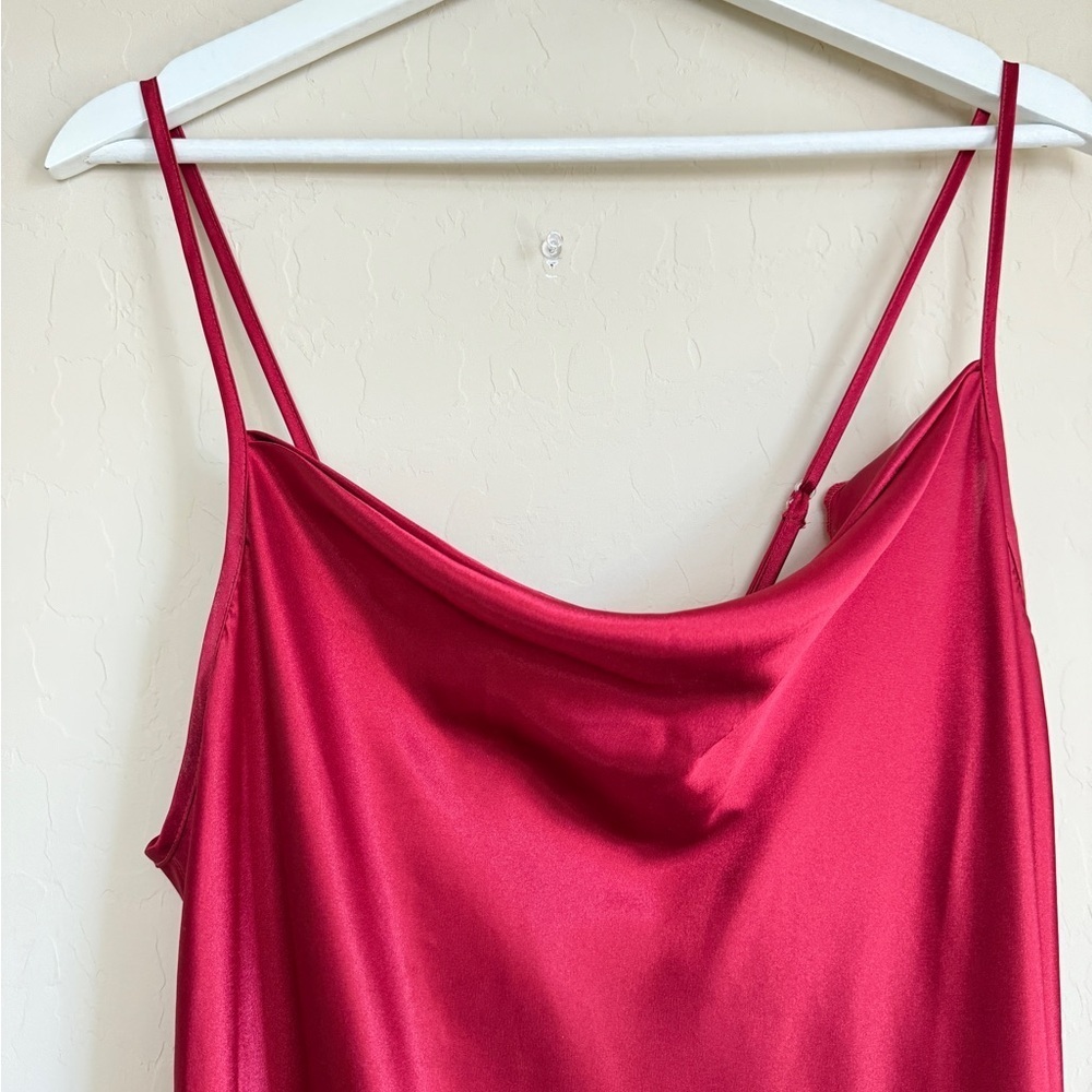 y2k Vintage Gillian O’Malley Red Slip Dress Satiny Silky Midi Cowl neck XL - Picture 2 of 9